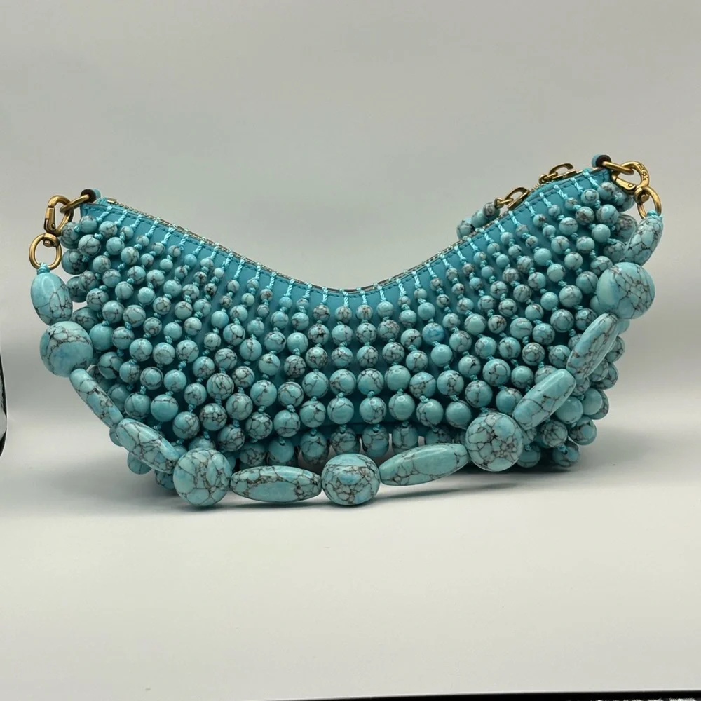 cult gaia Turquoise Mercier Clutch Multi-Bead Shoulder Clutch NWT - Picture 2 of 5